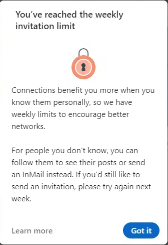 voorbeeld van linkedin restricties